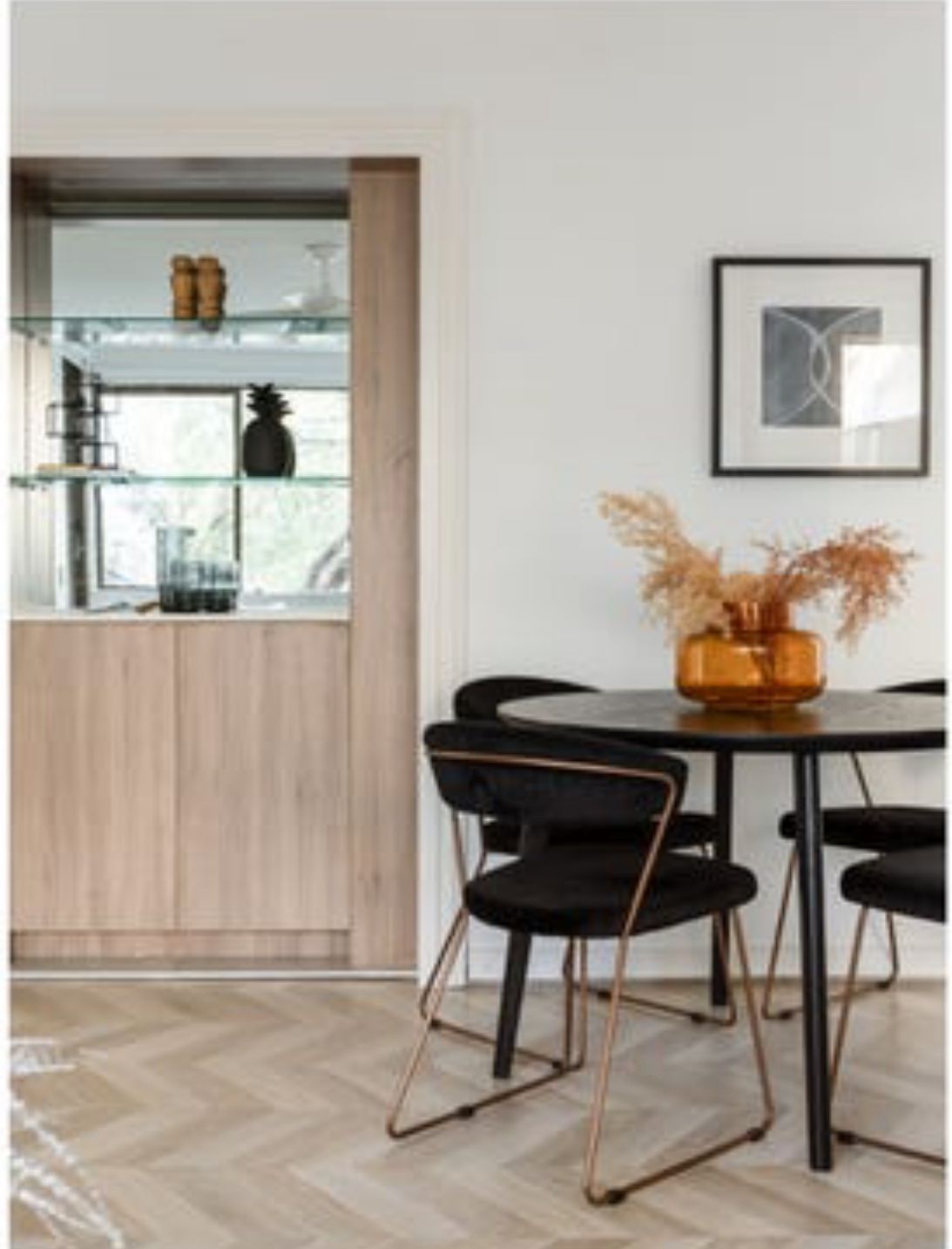 Dining Nook — Oak Joinery & Black Accents